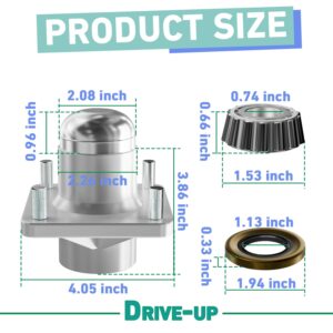 Drive-up Golf Cart Front Wheel Hub with Bearings Seals Kit for Club Car DS 1981-2003 Gas and Electric Models, Replaces OEM 1011892