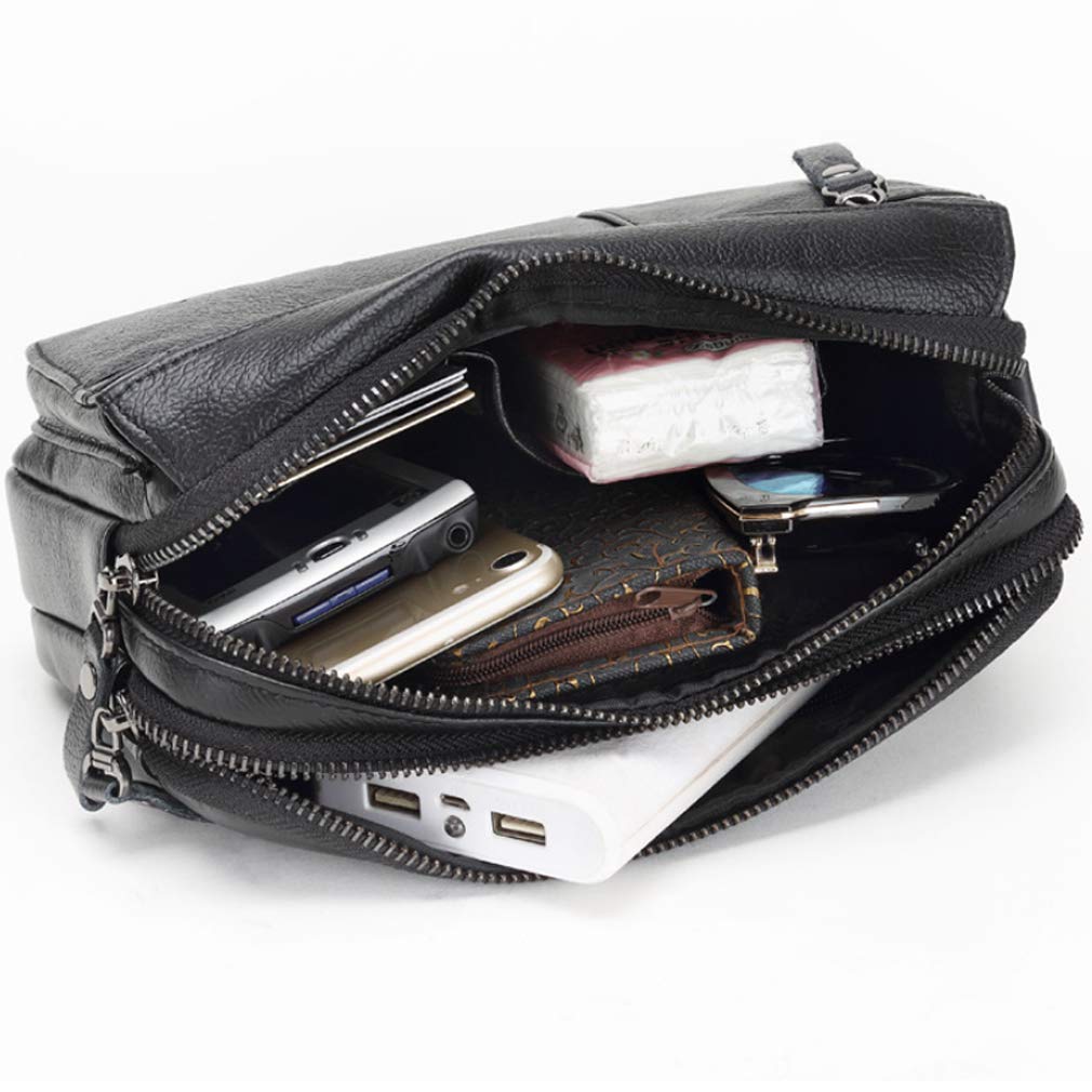 KPYWZER Leather Clutch Purse Wallet Men Wristlet Holder Wrist Bag Pack Business Handbag Black