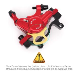 catazer MTB Road HB-100 MTB Road Line Pulling Hydraulic Disc Brake Calipers Front & Rear Mountain Bike Disc Brake E-BIKE Disc Brake (1 Pair Red)