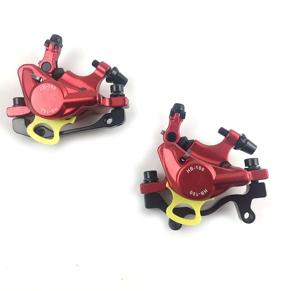 catazer MTB Road HB-100 MTB Road Line Pulling Hydraulic Disc Brake Calipers Front & Rear Mountain Bike Disc Brake E-BIKE Disc Brake (1 Pair Red)