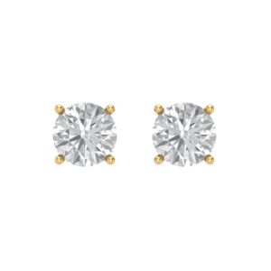 Clara Pucci 2.0 ct Round Cut Solitaire Studs with Clear Simulated Diamond Stone Special - 14K Yellow Gold Stud Earrings Screw Back