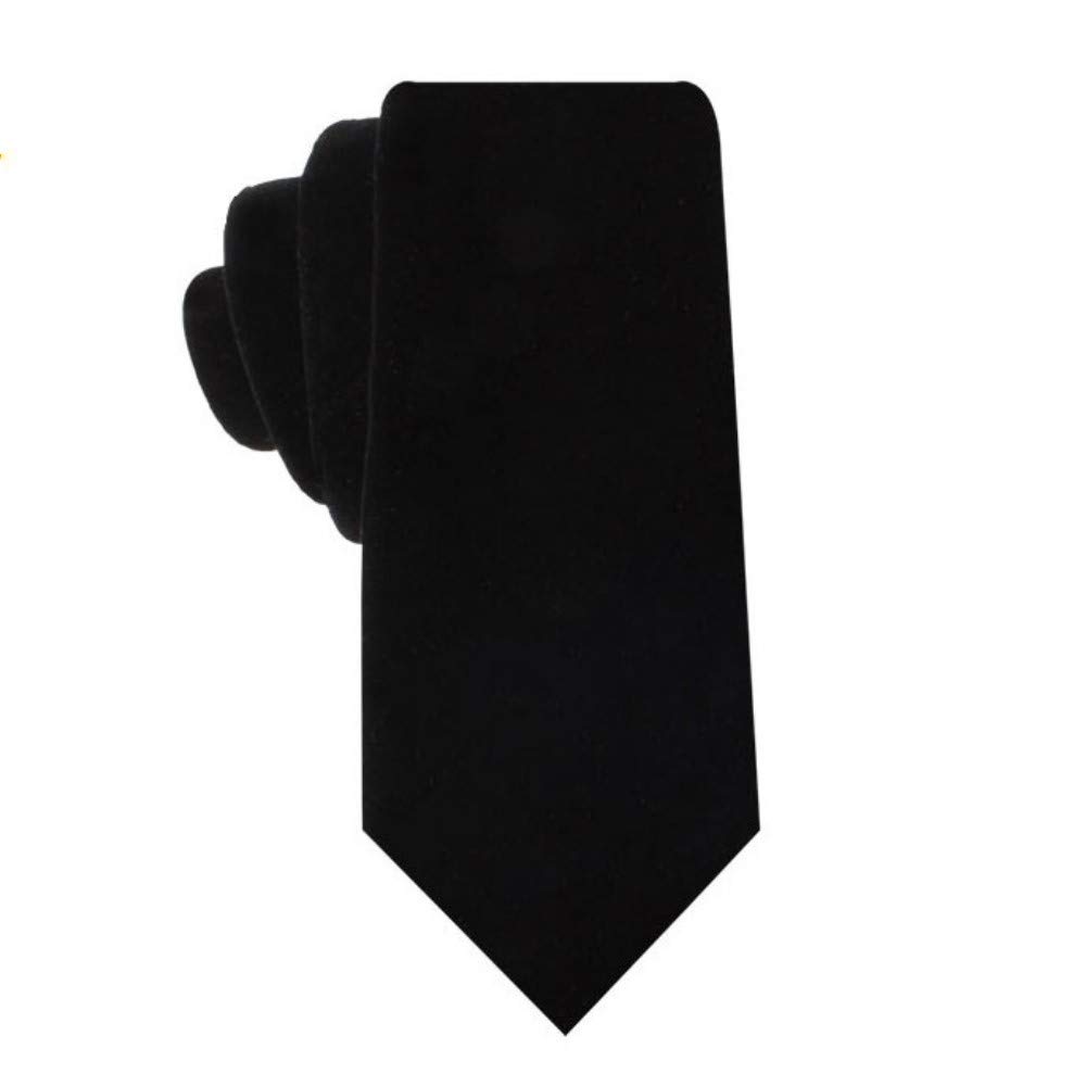 Novem Online Men’s Velvet Tie Slim Black– Groomsmen Hand Made Tuxedo Neck tie for Him (Black)