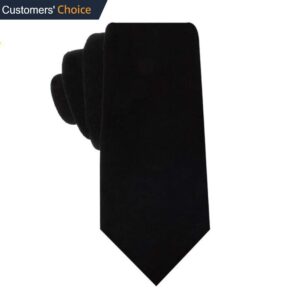 Novem Online Men’s Velvet Tie Slim Black– Groomsmen Hand Made Tuxedo Neck tie for Him (Black)