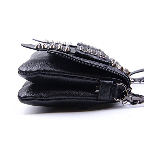 SUKUTU Womens Punk Skull Rivet Shoulder Bag PU Leather Goth Crossbody Bag with Chain Wallet Purse for Girls