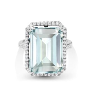 Gem Stone King 925 Sterling Silver Gemstone Birthstone Engagement Ring | Emerald Cut 18X13MM | Wedding Anniversary Promise Ring For Women | Available In Size 5, 6, 7, 8, 9