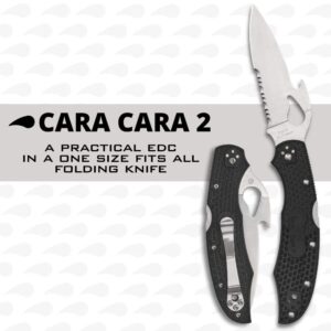 Spyderco Cara Cara 2 CombinationEdge Lightweight Knife with Emerson Opener, FRN Handle, and Full-Flat 8Cr13MoV Steel Blade - BY03PSBK2W