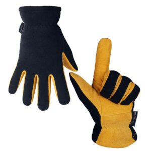 ozero winter gloves for men women: ski warm gloves for cold weather - s tan & black snow waterproof gloves heated