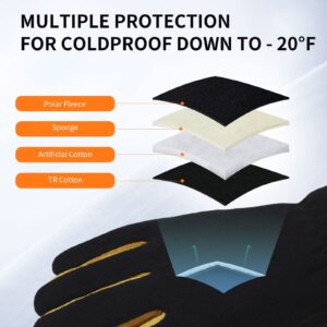 OZERO Winter Gloves for Men Women: Ski Warm Gloves for Cold Weather - S Tan & Black Snow Waterproof Gloves Heated