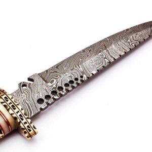 Handmade Damascus Steel Knife - Damascus Steel 14” Inches Knife - Hunting Knife - Camel Bone Brass Spicer Handle – Outdoor Camping Survival Knife - Beautiful Knife - Camel Bone Brass