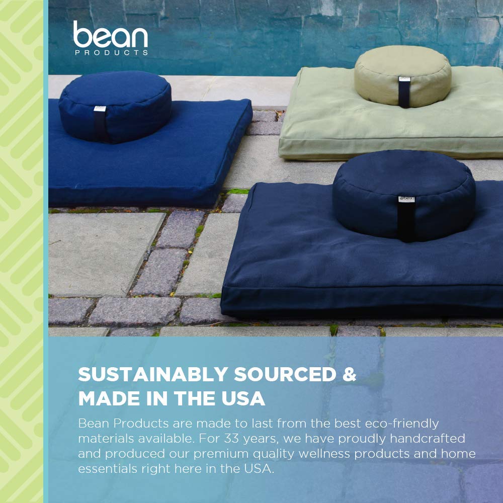 Meditation Cushion Set - Zafu and Zabuton - Made in the USA. Our Navy Cotton Round-Shaped Meditation Pillow is Filled for Comfort and Designed with a Zipper Cover for Easy Cleaning.