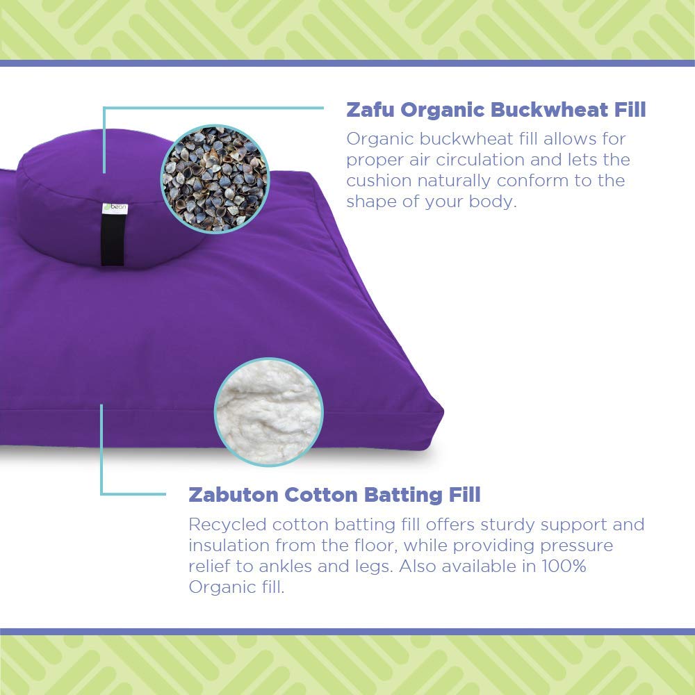 Meditation Cushion Set - Zafu and Zabuton - Made in the USA. Our Navy Cotton Round-Shaped Meditation Pillow is Filled for Comfort and Designed with a Zipper Cover for Easy Cleaning.