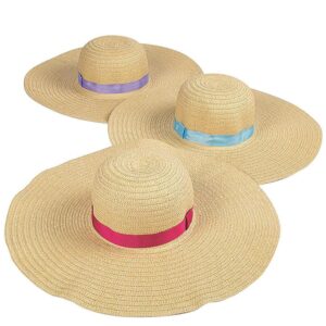 fun express adult floppy sun hats (set of 6 straw hats) women's apparel accessories