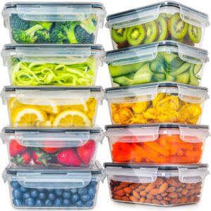 fullstar 20 pcs plastic food storage containers with lids (10 containers & 10 lids), leakproof bpa-free containers for kitchen organization, meal prep, reusable lunch container