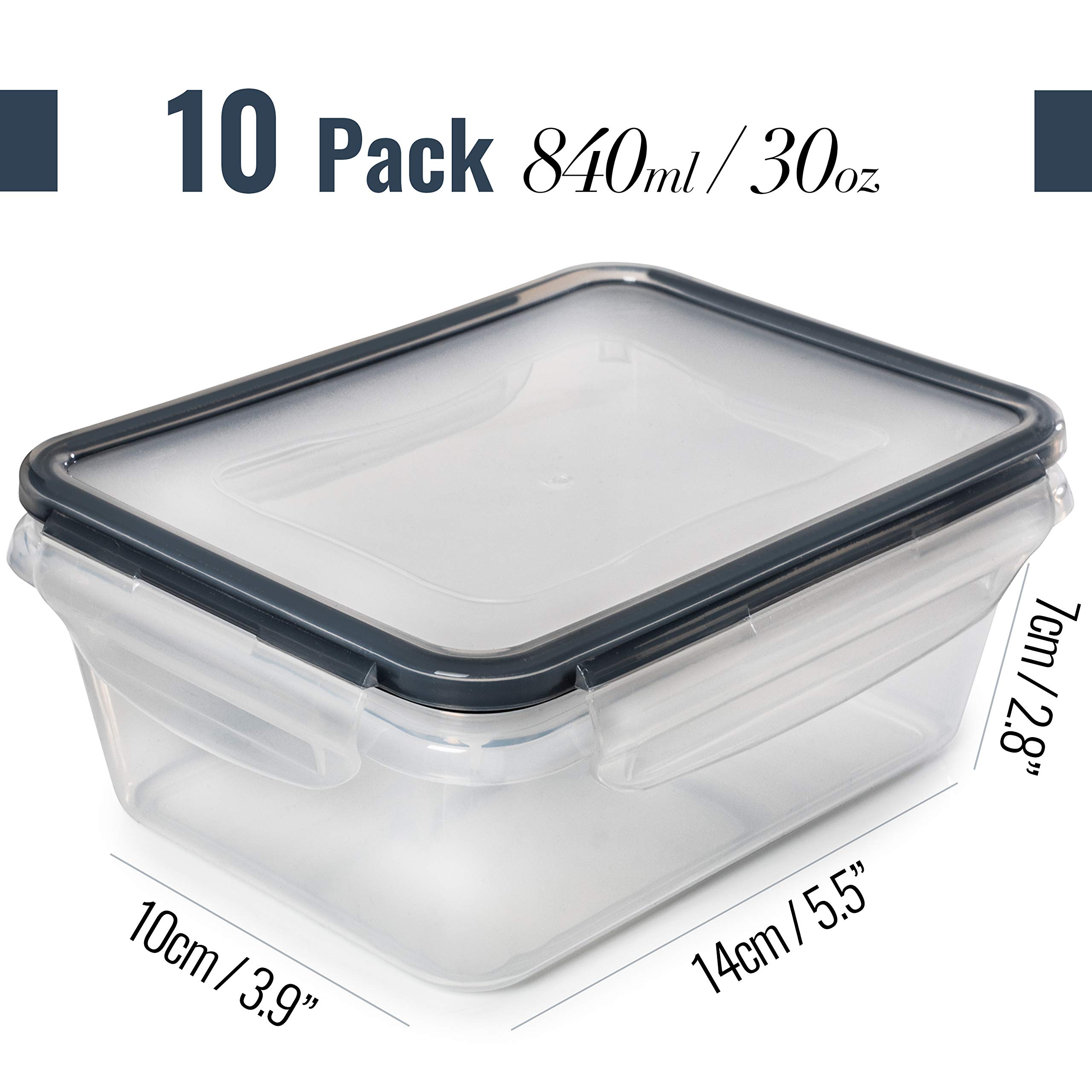 fullstar 20 PCS Plastic Food Storage Containers with Lids (10 Containers & 10 Lids), Leakproof BPA-Free Containers for Kitchen Organization, Meal Prep, Reusable Lunch Container