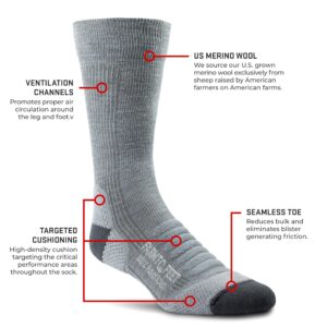 Farm to Feet Damascus Lightweight Merino Wool Crew Socks, Charcoal, Medium