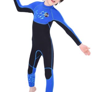 Cokarsey Kids Full Body Wetsuit 2.5mm Neoprene Back Zipper Sun Protection Thermal Swimsuit for Boys