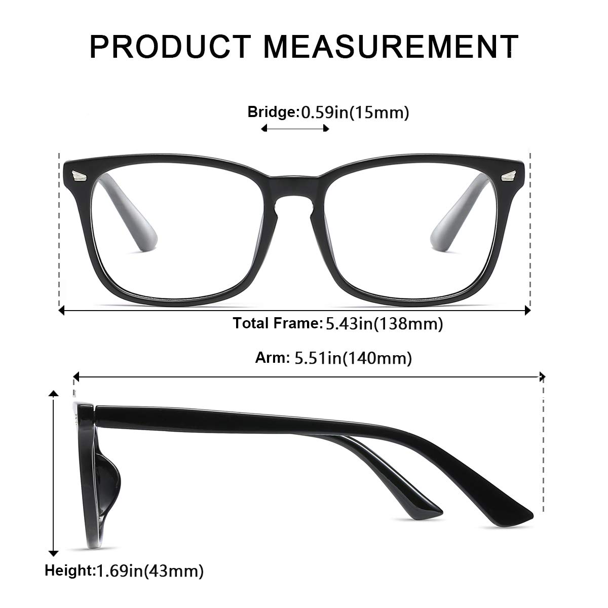 aisswzber Square Non-Prescription Glasses Clear Lens Eyeglasses