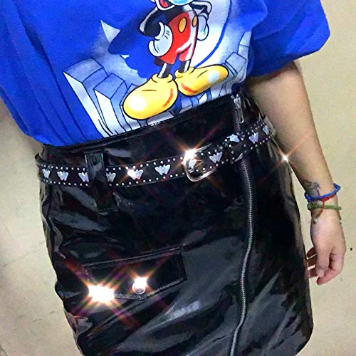 Women Girls Candy Color Laser Butterfly Print Belt Transparent Jelly Waist Belt for Pants Jeans Dress (Black)