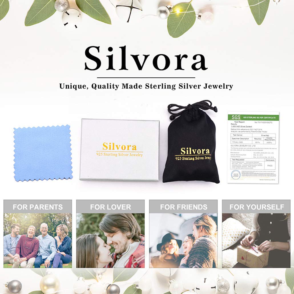 Silvora S925 Link Chain Open Ring, Sterling Silver Ring for Women Statement Engagement Enhancers Ring Engraving Customized Personalized (Send Gift Box)