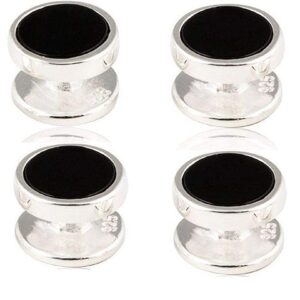 Cuff-Daddy Solid 925 Sterling Silver Black Onyx Shirt Stud Set - 6 Studs