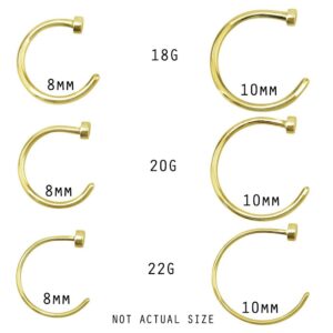 FIFTH CUE Gold Tone Flat Disc Nose Hoop 316L Surgical Steel Ring (20GA | 6MM | New XSmall!)