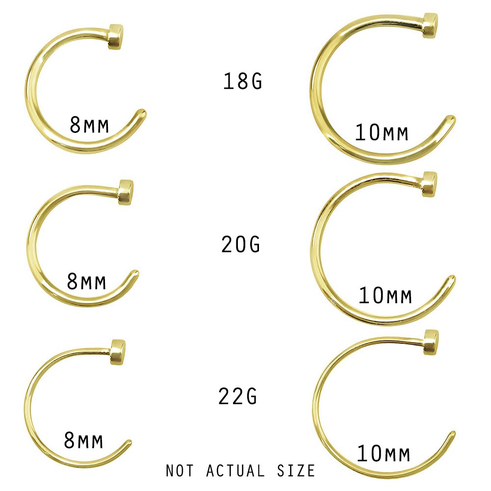 FIFTH CUE Gold Tone Flat Disc Nose Hoop 316L Surgical Steel Ring (20GA | 6MM | New XSmall!)