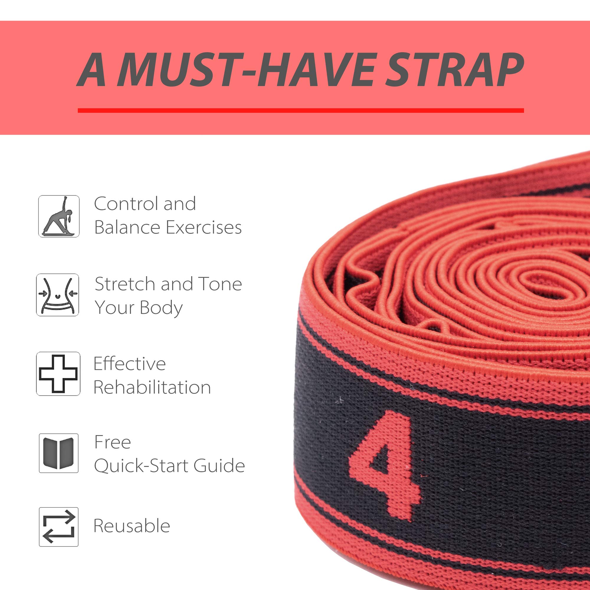 Fitter’s Niche Exercise Resistant Stretch Band, High Elastic Multi-Level Stretching Strap, Ideal for Tone Muscles Physical Therapy Gym Recovery Dancing Flexibility Hamstring,Bonus Carry Bag and E-book