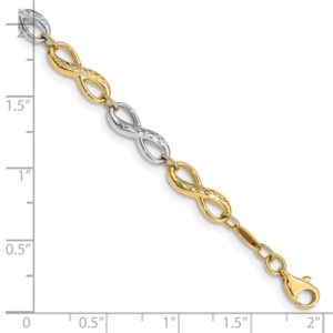 IceCarats 14K Two Tone Gold Infinity Twisted Love Knot Symbol Chain Charm Bracelet