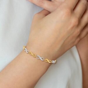 IceCarats 14K Two Tone Gold Infinity Twisted Love Knot Symbol Chain Charm Bracelet