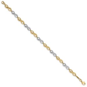 IceCarats 14K Two Tone Gold Infinity Twisted Love Knot Symbol Chain Charm Bracelet