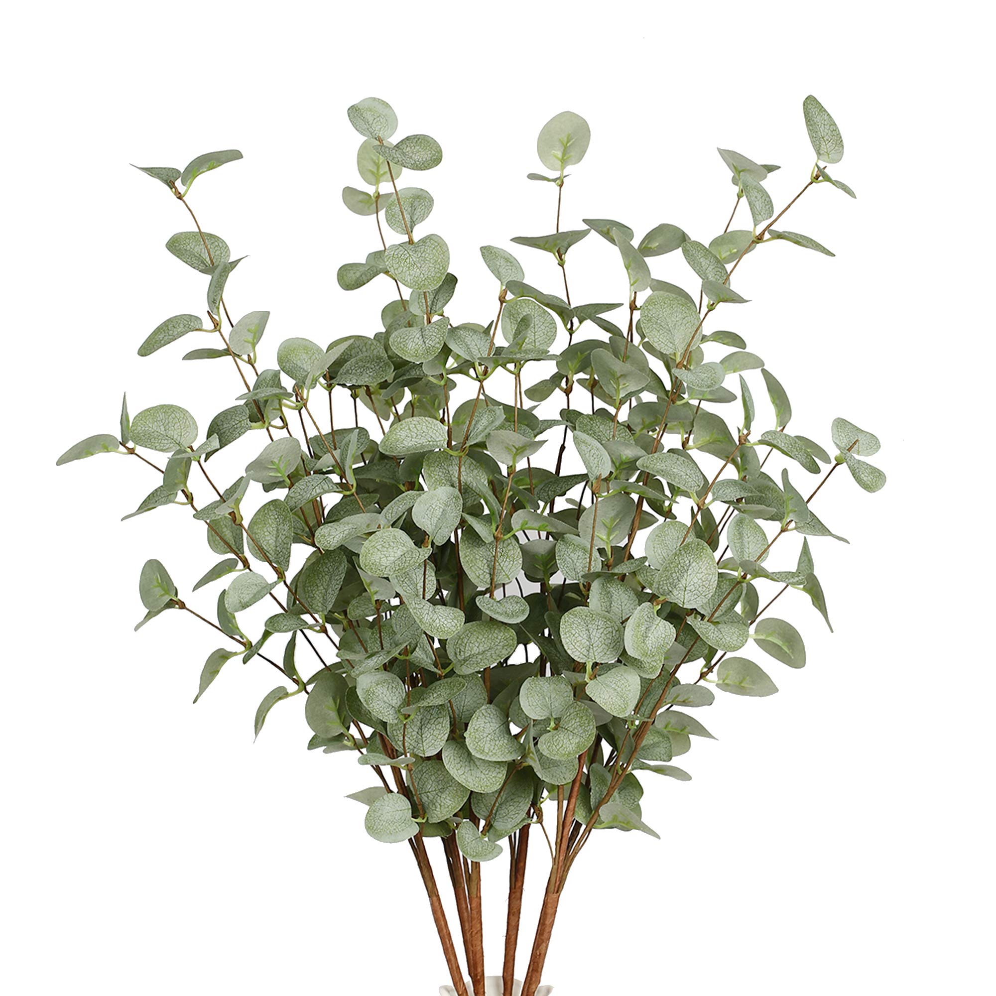 VGIA 6 Pcs Artificial Plants Eucalyptus Stems Eucalyptus Leaf Spray in Green Greenery Stems Silk Plastic Plants Floral for Home Party Wedding Decoration