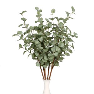 VGIA 6 Pcs Artificial Plants Eucalyptus Stems Eucalyptus Leaf Spray in Green Greenery Stems Silk Plastic Plants Floral for Home Party Wedding Decoration