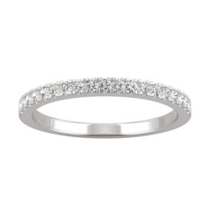 14k white gold 1.5mm round moissanite wedding band-size 7 0.29cttw dew by charles & colvard