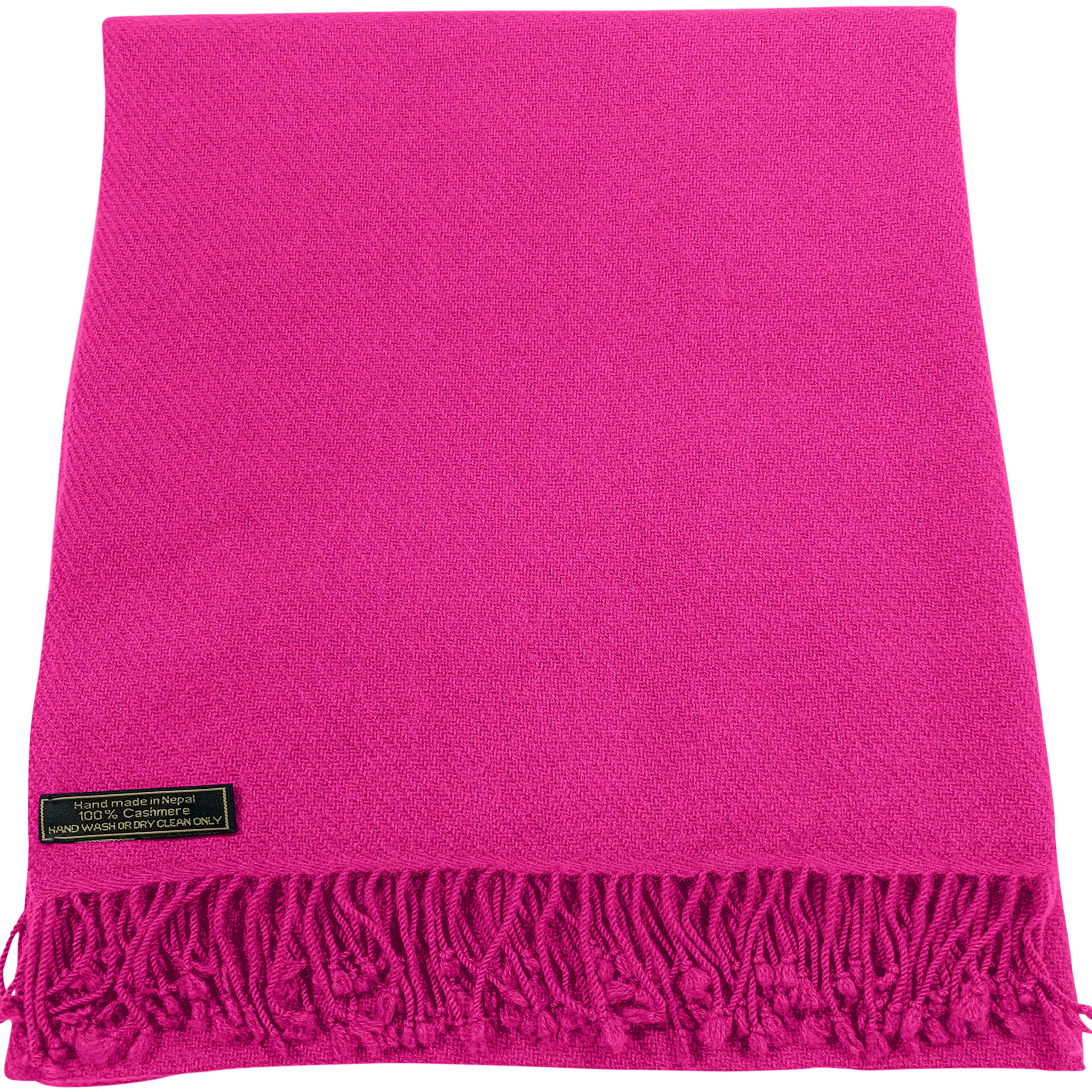 CJ Apparel Hot Pink 100% Cashmere Shawl Pashmina Scarf Wrap Stole Hand Made in Nepal NEW