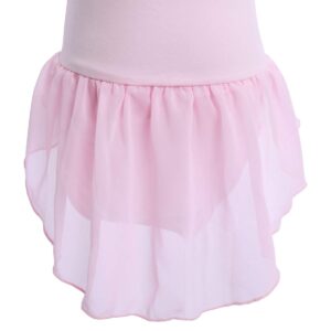 OBEEII Little Girls Ballerina Chiffon Dress High Low Skirted Unitard Dress up Casual Wear Praise Liturgical Lyrical Mime Christan Spiritual Dance Pink 4-5 Years