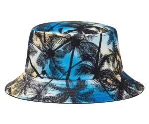 quanhaigou unisex sun hats, fashion beach bucket hat for men women,summer outdoor boy's girls boonie cap breathable packable (palm tree)