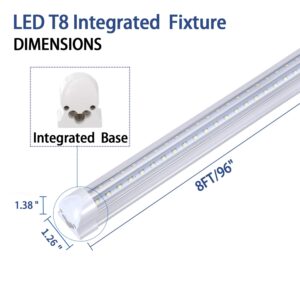 TRLIFE 8FT LED Light Fixtures 72W, 8FT LED Shop Light 5000K Daylight White Dual Side T8 V-Shape Integrated 8 Foot LED Tube Lights(150W Fluorescent Light Equivalent), 8640Lm, Clear Cover (6 Pack)