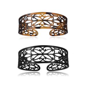 minihope headbands for women, fashion headbands for girls,black brown, 2-count.