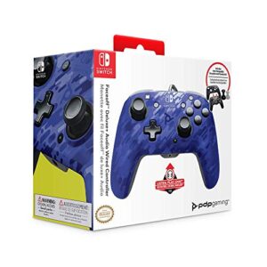 PDP Gaming Faceoff Deluxe+ Wired Switch Pro Controller - Officially Licensed by Nintendo - Customizable gamepad buttons, sticks, triggers, and paddles - Ergonomic Controllers - Blue Camo / Camouflage