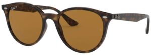 ray-ban rb4305f low bridge fit round sunglasses, light havana/polarized brown, 53 mm