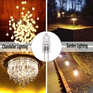 G4 Halogen Light Bulb , T3 JC Type Clear 20W 12V AC/DC Bi-Pin Bulb for Landscape Lighting,Accent Lights, Track Lighting,Under Cabinet Puck Light, Chandeliers,360°Beam Angle/Warm White,12Packs