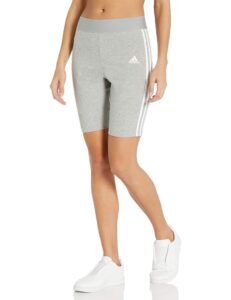 adidas women's must haves 3-stripes cotton short tights medium gray heather/white x-small