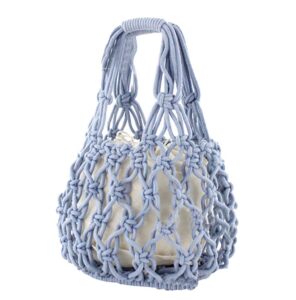 nice pies new straw bag cotton thread woven bag portable net bag casual bucket handbag summer beach purse for women/girls