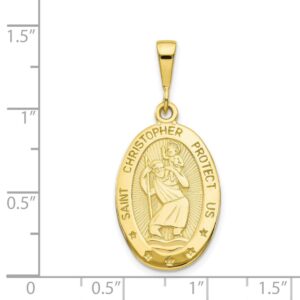 Jewelry Stores Network 10k Solid Yellow Gold Saint Christopher Protect Us Words On Oval Pendant 35 mm x 16 mm