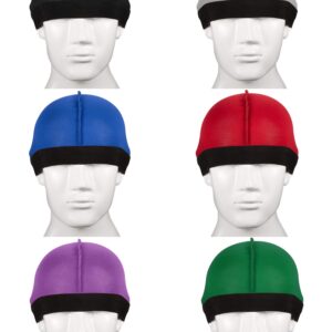 6 Pieces Silky Wave Caps for Men Kids 360 Wave Durag Cap Elastic Wave Velvet Hat (Black, Silver, Red, Green, Purple, Blue)