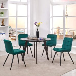 DUHOME Velvet Dining Chairs Set of 4,Mid Century Modern Dining Room Chairs with Metal Legs,Accent Chairs Side Chairs Reading Chairs for Living Room Kitchen Home Bedroom Vanity Atrovirens