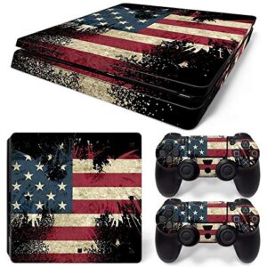 skin sticker vinyl decal cover for ps4 slim console and dualshock 4 controller the flag of american