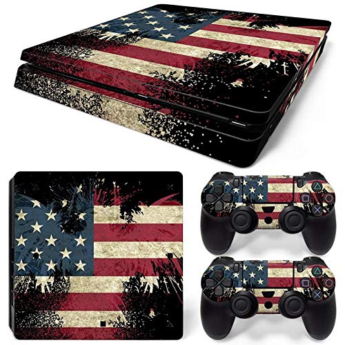 Skin Sticker Vinyl Decal Cover for PS4 Slim Console and DualShock 4 Controller The Flag of American