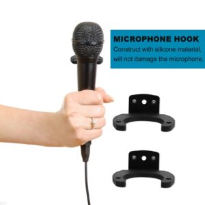 Microphone Wall Hanger Rack Wall Mounted Hook Holder Bracket Microphone Holder 2 PCS (Black)