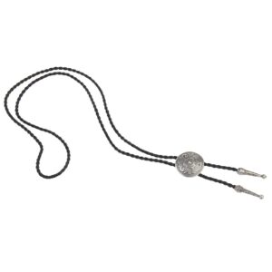 GelConnie Bolo Tie for Men Women Western Cowboy Necklace Mens Bolo Tie Silver Flower Rodeo Leather Necktie Bolo Necklace